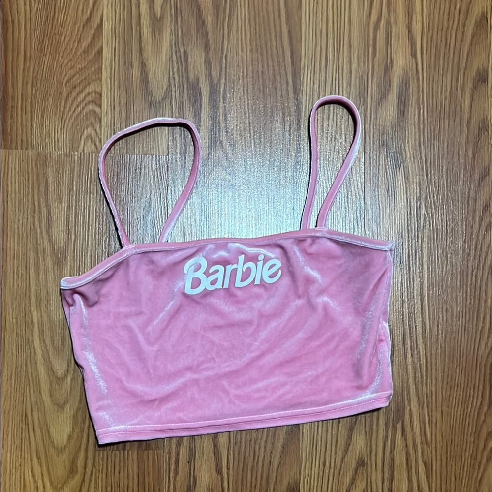 Forever 21 pink velor cropped barbie tank size Small